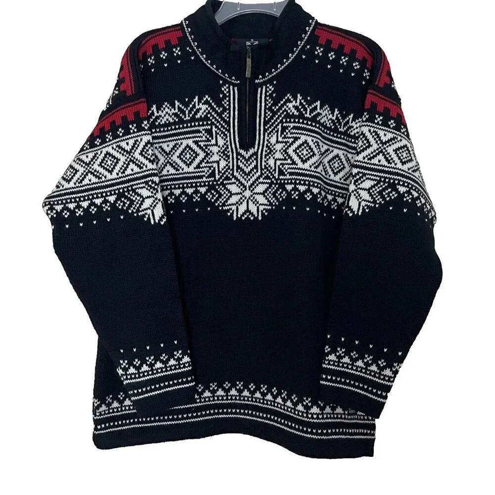 Dale of Norway Anniversary 1/4 Zip Sweater Men's Small Wool Nordic Fair Isle